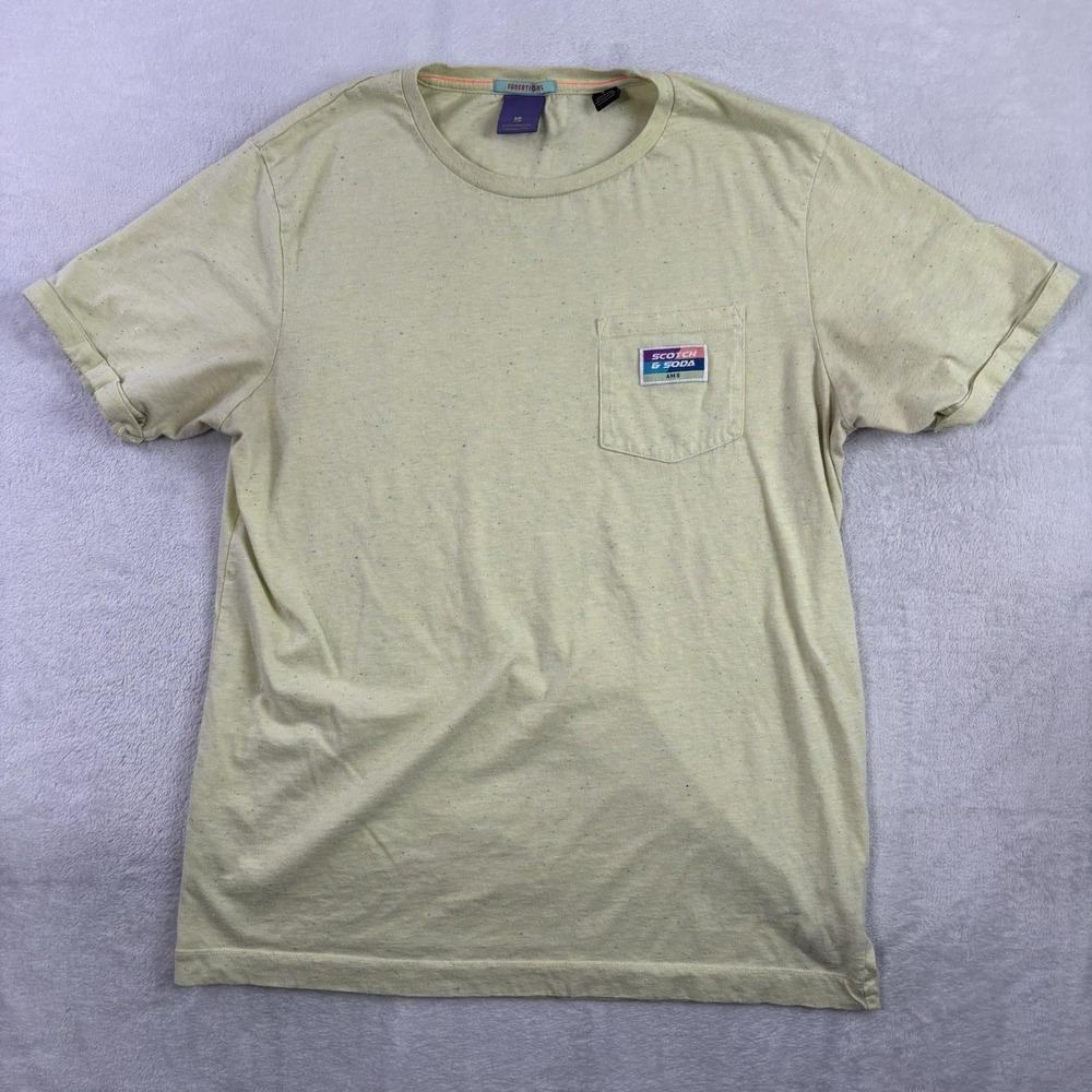 Scotch & Soda Sunsational Yellow Short Sleeve Pocket Shirt Men's Large
